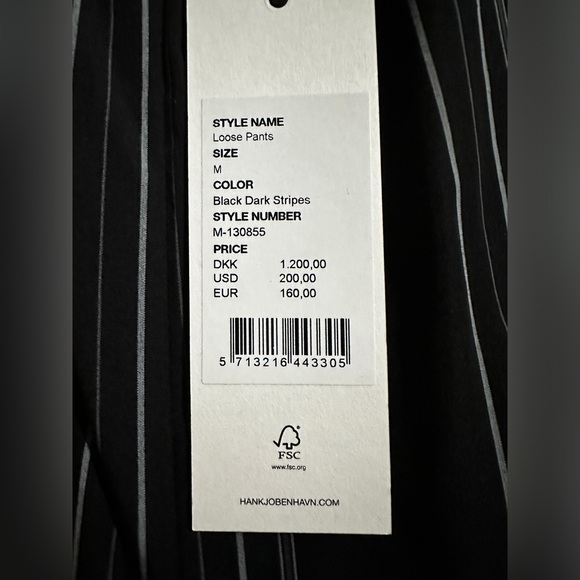 HAN KJOBENHAVN Black Loose Trousers - Black Dark Stripes - Picture 6 of 7